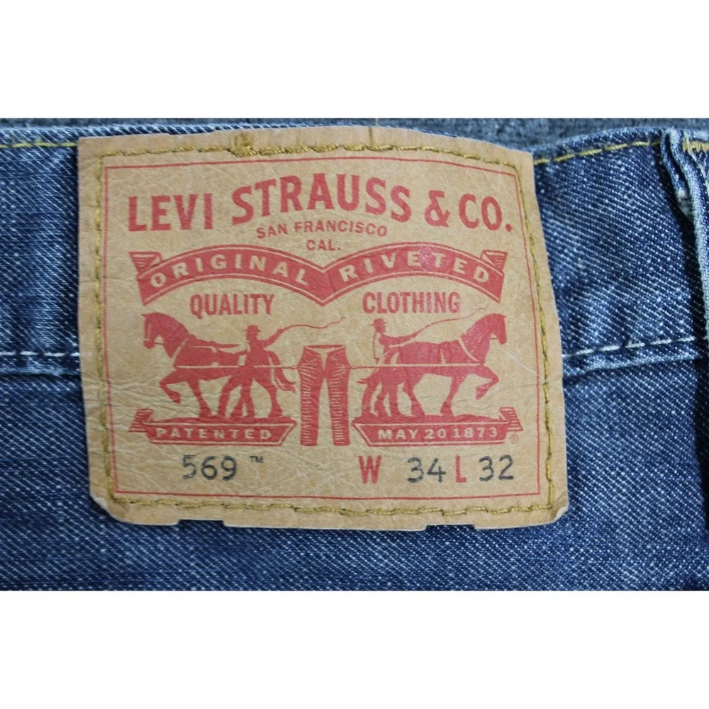 Levis 569 Loose Straight Leg Jeans Mens 34x32 Blue Denim Relaxed Fit Pants
